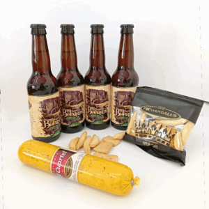 Fotografía de un maridaje sobre un fondo blanco.