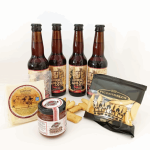 Fotografía de un maridaje sobre un fondo blanco.